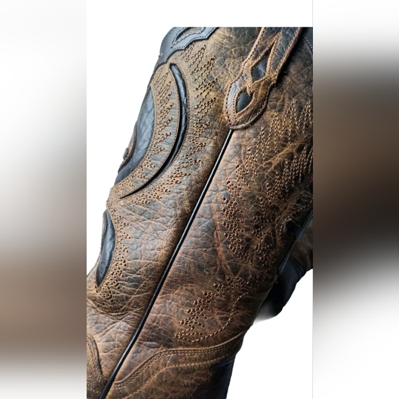 J.B. Dillon Leather Winged Cross Embroidered Cut Out Boots  Size 7 B Brown - Picture 9 of 15